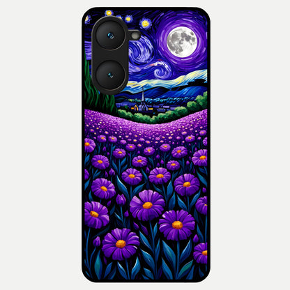  Lavender Moon Field Glass Case for iQOO Z9 lite back cover – full design glossy printed glass finish