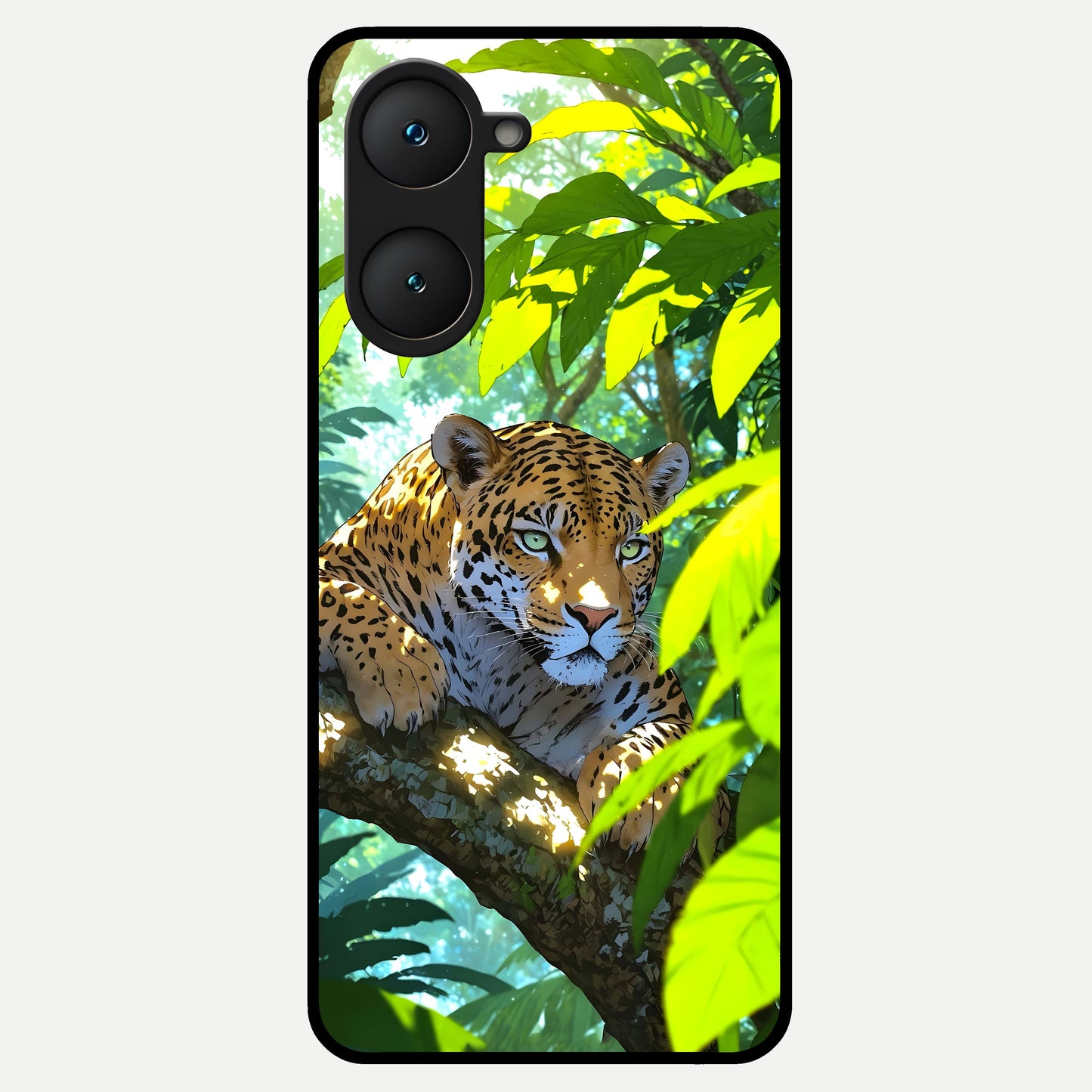  Leopard in Jungle Glass Case for iQOO Z9 lite back cover – full design glossy printed glass finish