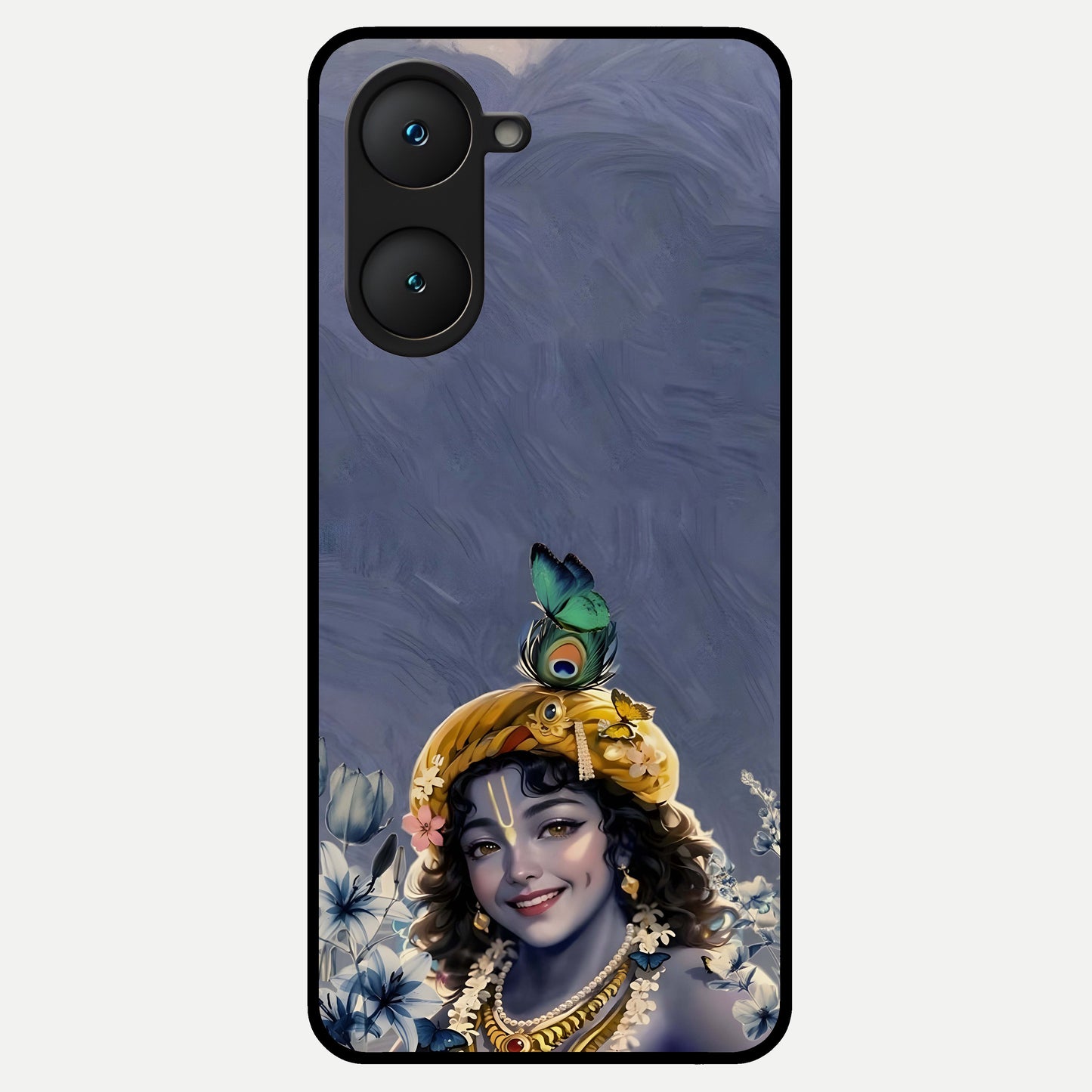  Lord Krishna Glass Case for iQOO Z9 lite back cover – full design glossy printed glass finish