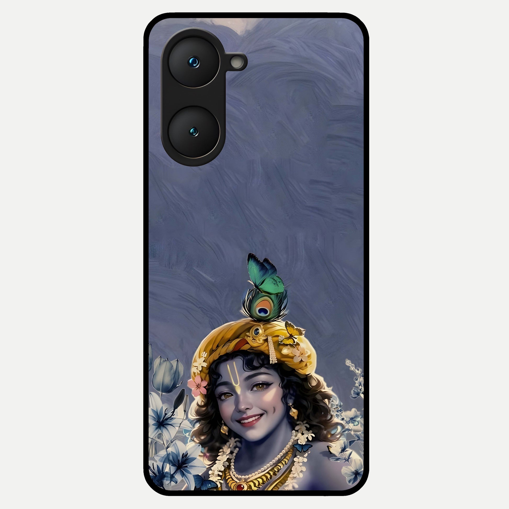  Lord Krishna Glass Case for iQOO Z9 lite back cover – full design glossy printed glass finish