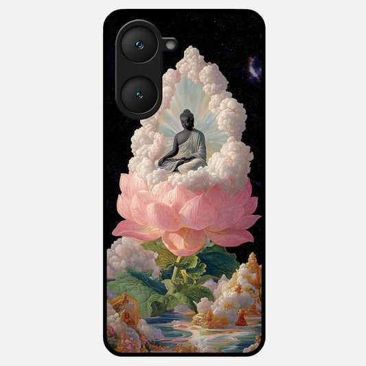  Lotus Divine Peace Glass Case for iQOO Z9 lite back cover – full design glossy printed glass finish