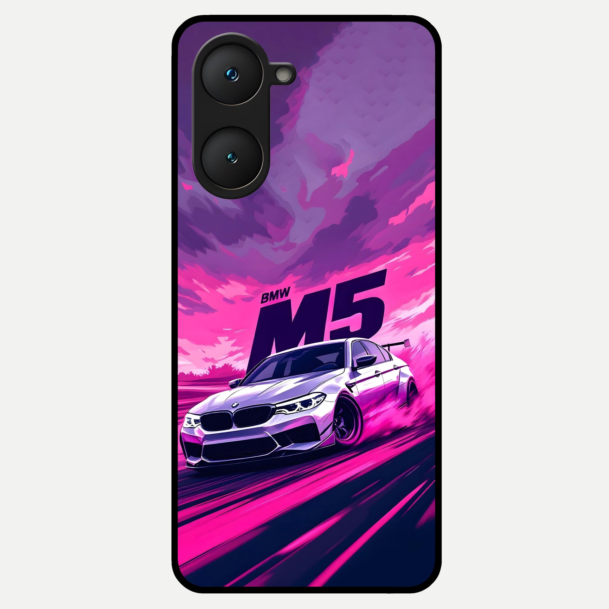  MS Neon Car Glass Case for iQOO Z9 lite back cover – full design glossy printed glass finish
