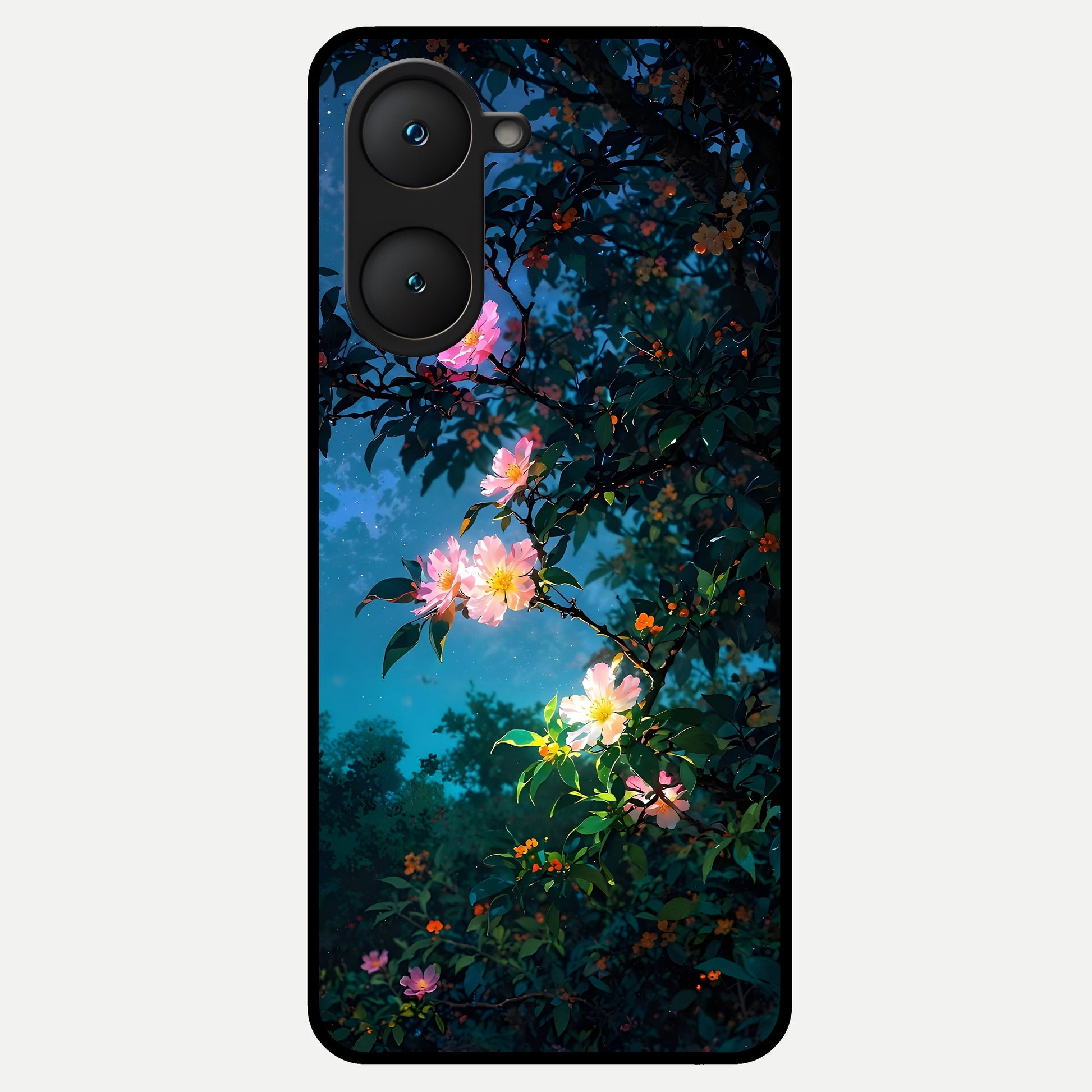  Midnight Bloom Glow Glass Case for iQOO Z9 lite back cover – full design glossy printed glass finish