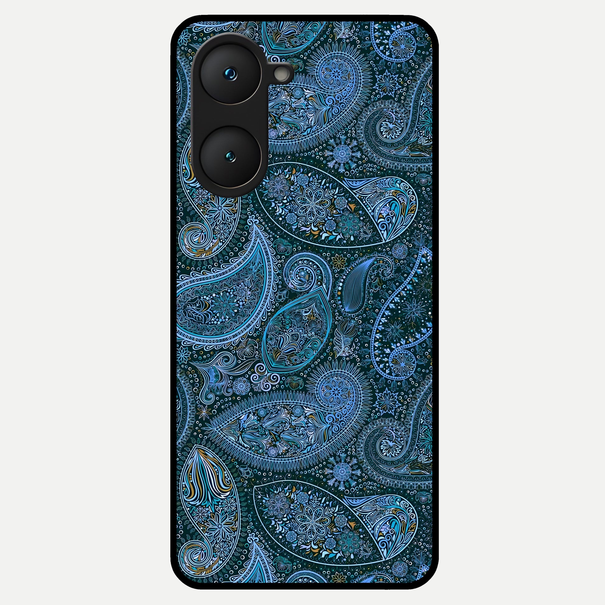  Midnight Paisley Glow Glass Case for iQOO Z9 lite back cover – full design glossy printed glass finish