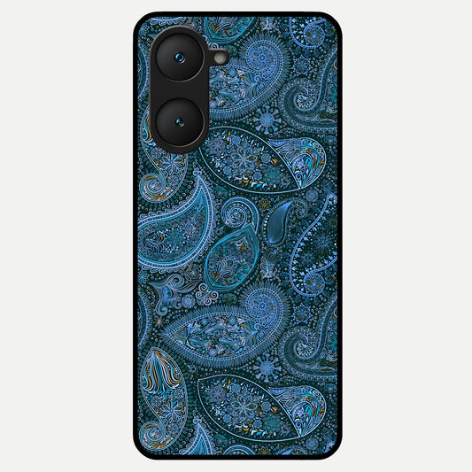  Midnight Paisley Glow Glass Case for iQOO Z9 lite back cover – full design glossy printed glass finish
