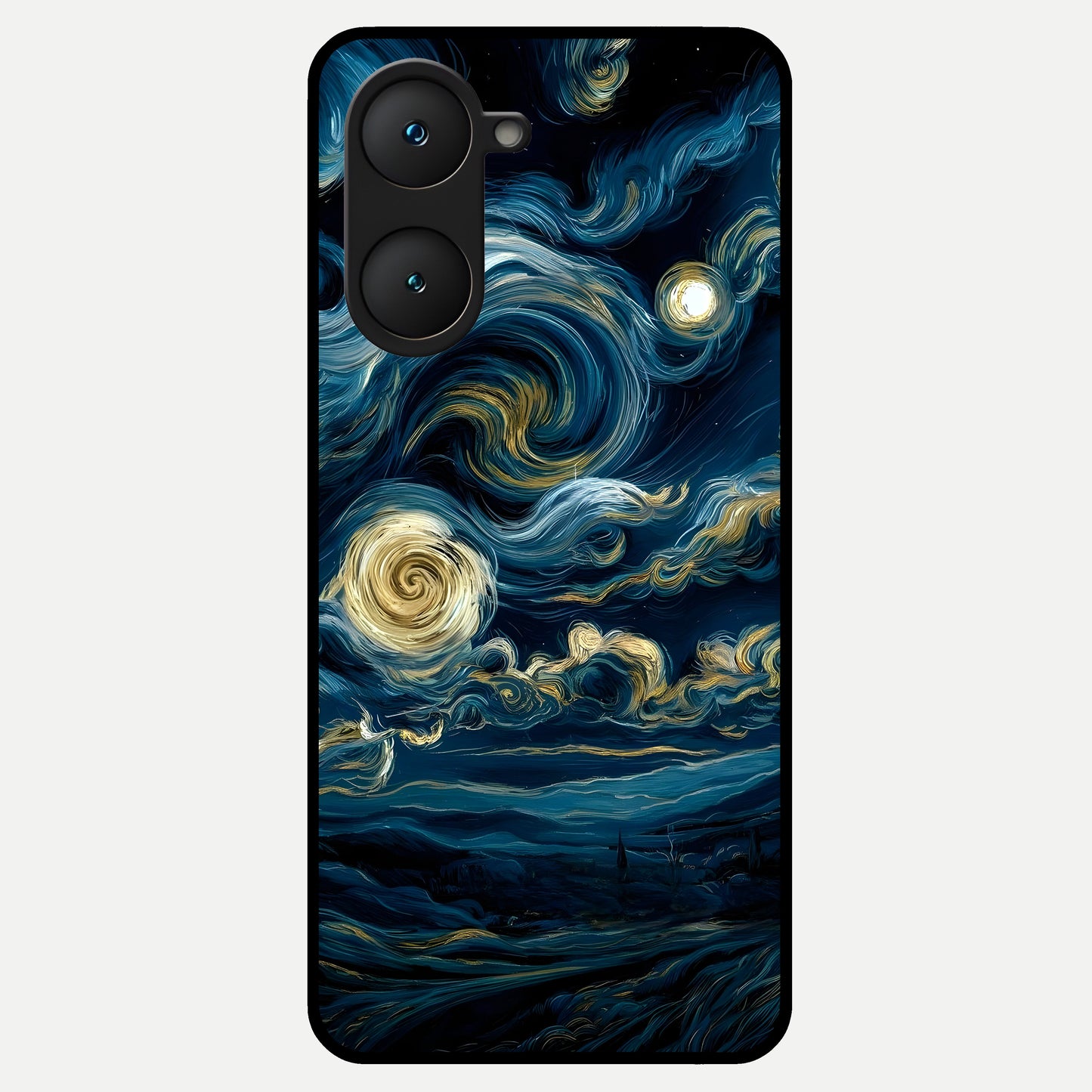  Midnight Sky Whirl Glass Case for iQOO Z9 lite back cover – full design glossy printed glass finish