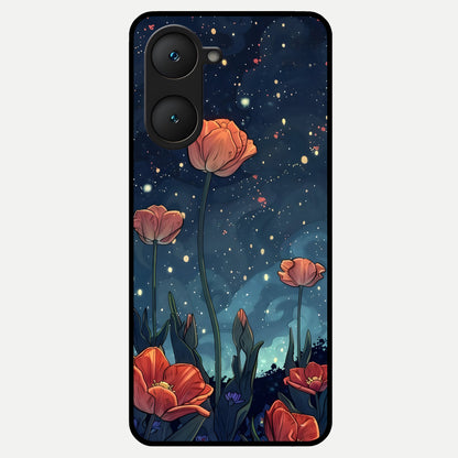  Midnight Tulip Glow Glass Case for iQOO Z9 lite back cover – full design glossy printed glass finish