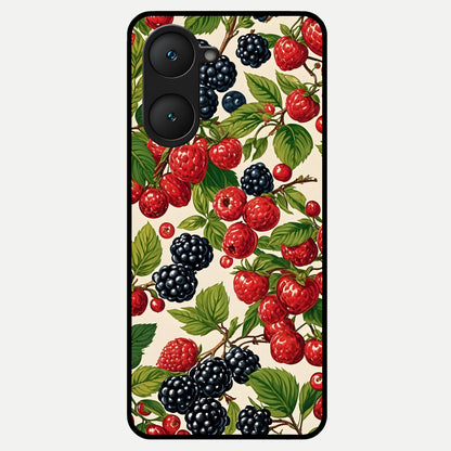  Mixed Berry Collage Glass Case for iQOO Z9 lite back cover – full design glossy printed glass finish