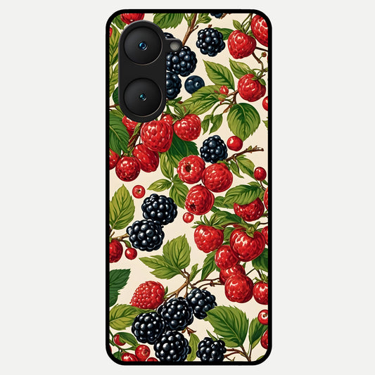  Mixed Berry Collage Glass Case for iQOO Z9 lite back cover – full design glossy printed glass finish