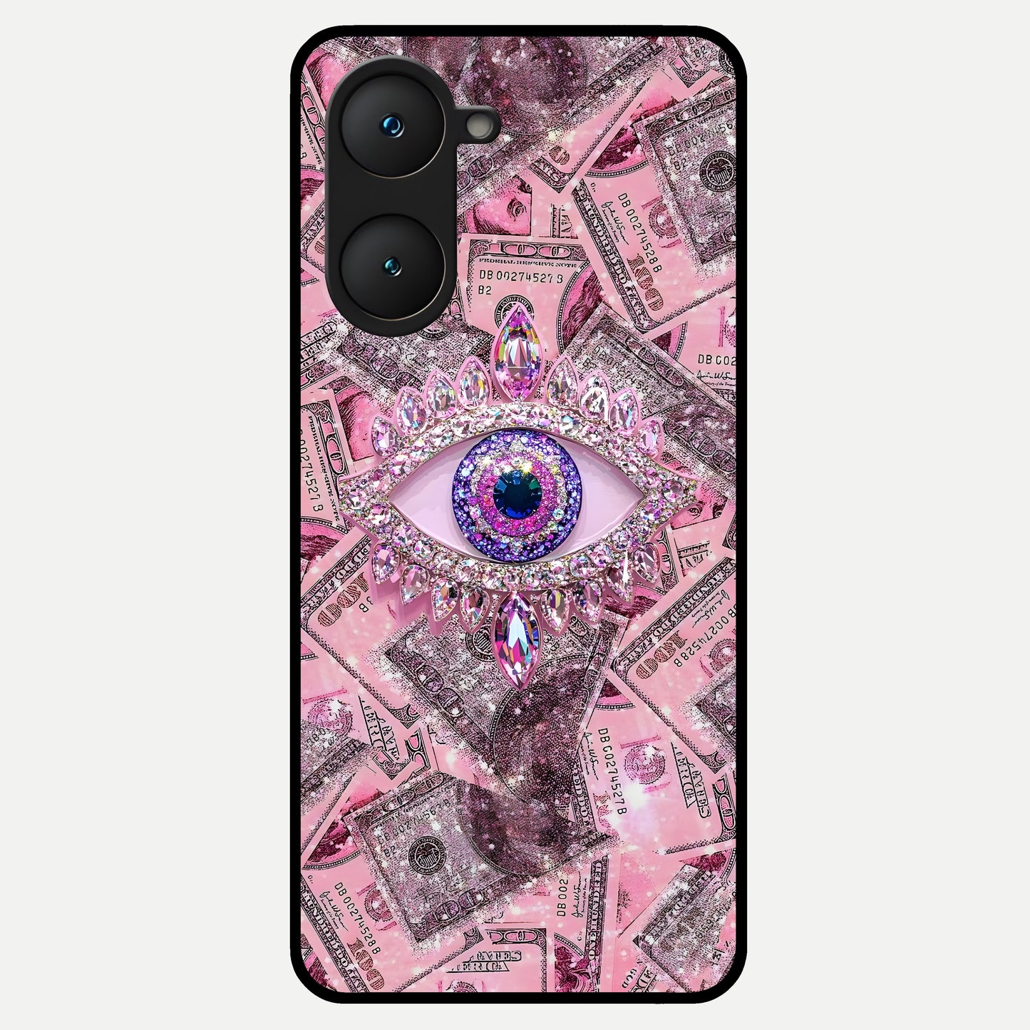  Money Eye Luxe Glass Case for iQOO Z9 lite back cover – full design glossy printed glass finish