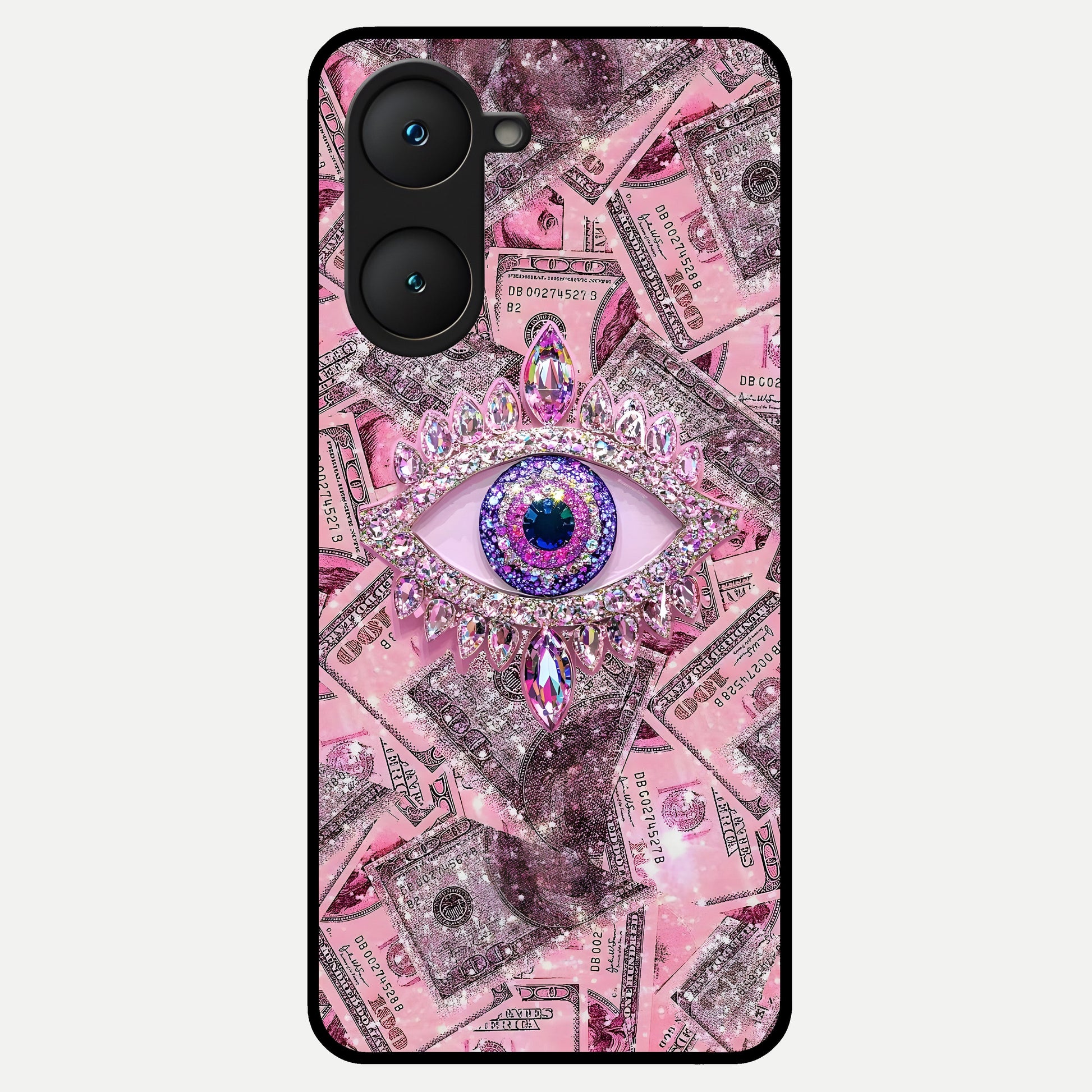  Money Eye Luxe Glass Case for iQOO Z9 lite back cover – full design glossy printed glass finish