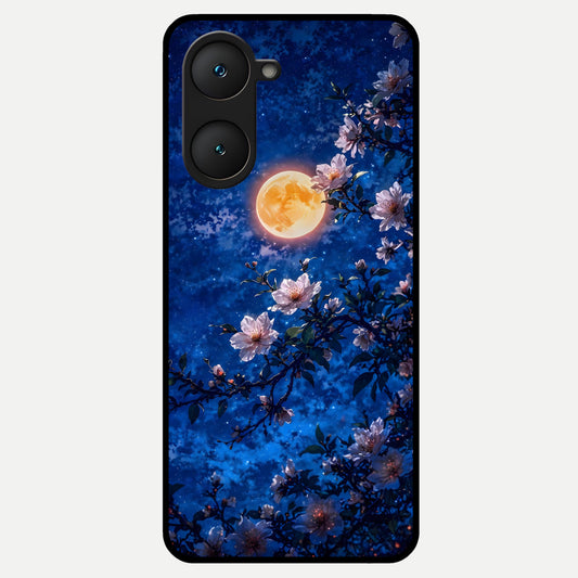  Moonlit Blossoms Night Glass Case for iQOO Z9 lite back cover – full design glossy printed glass finish