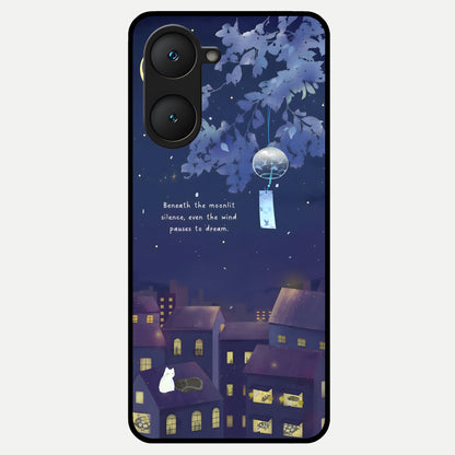  Moonlit Cat Silence Glass Case for iQOO Z9 lite back cover – full design glossy printed glass finish