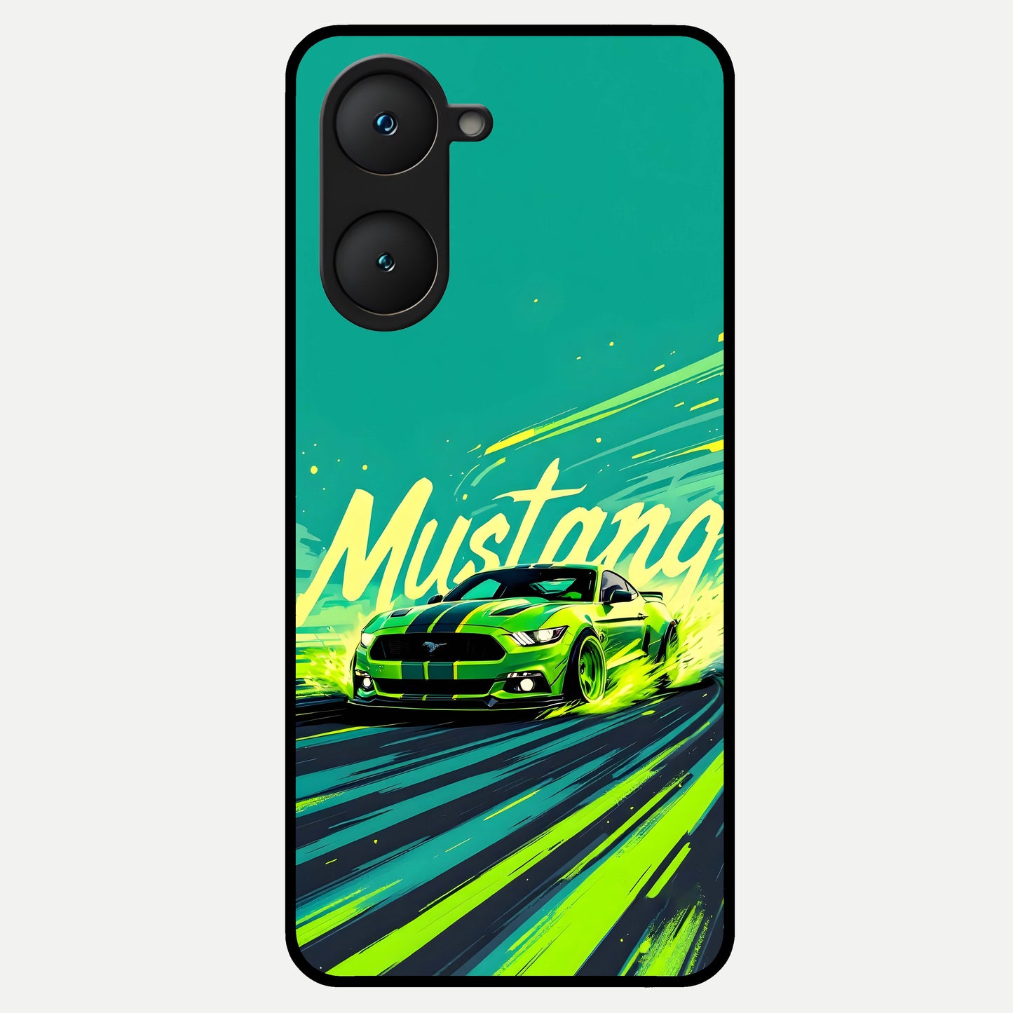  Mustang Bang Glass Case for iQOO Z9 lite back cover – full design glossy printed glass finish
