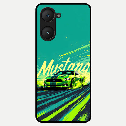  Mustang Bang Glass Case for iQOO Z9 lite back cover – full design glossy printed glass finish