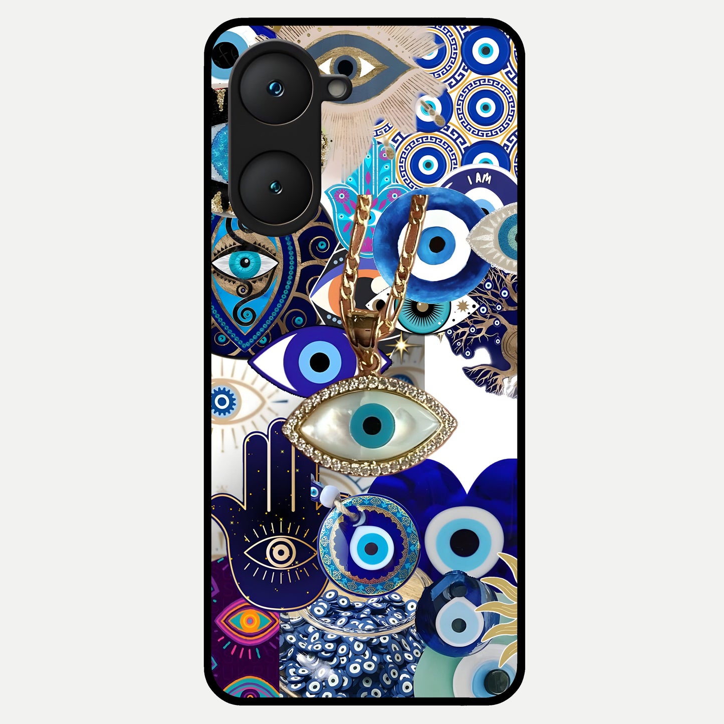  Mystic Charm Eye Glass Case for iQOO Z9 lite back cover – full design glossy printed glass finish