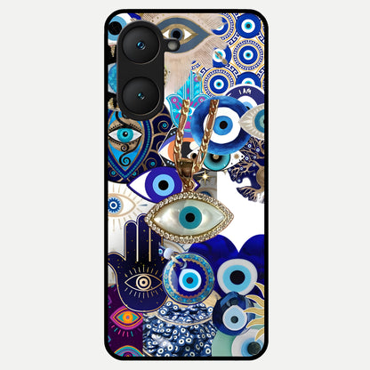  Mystic Charm Eye Glass Case for iQOO Z9 lite back cover – full design glossy printed glass finish
