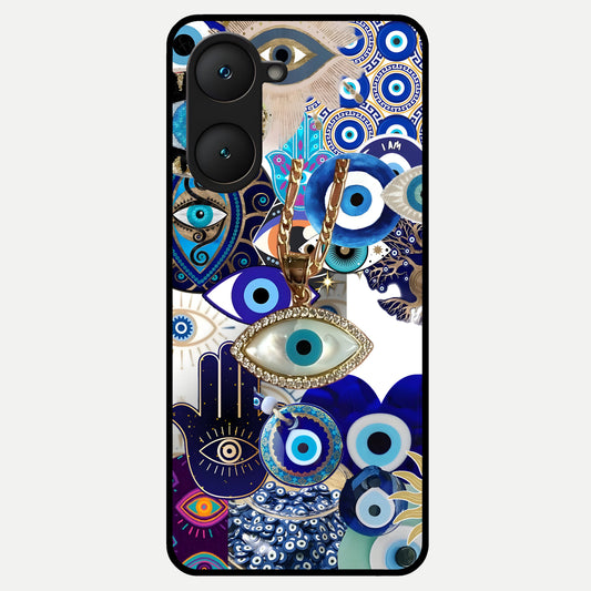  Mystic Charm Eye Glass Case for iQOO Z9 lite back cover – full design glossy printed glass finish