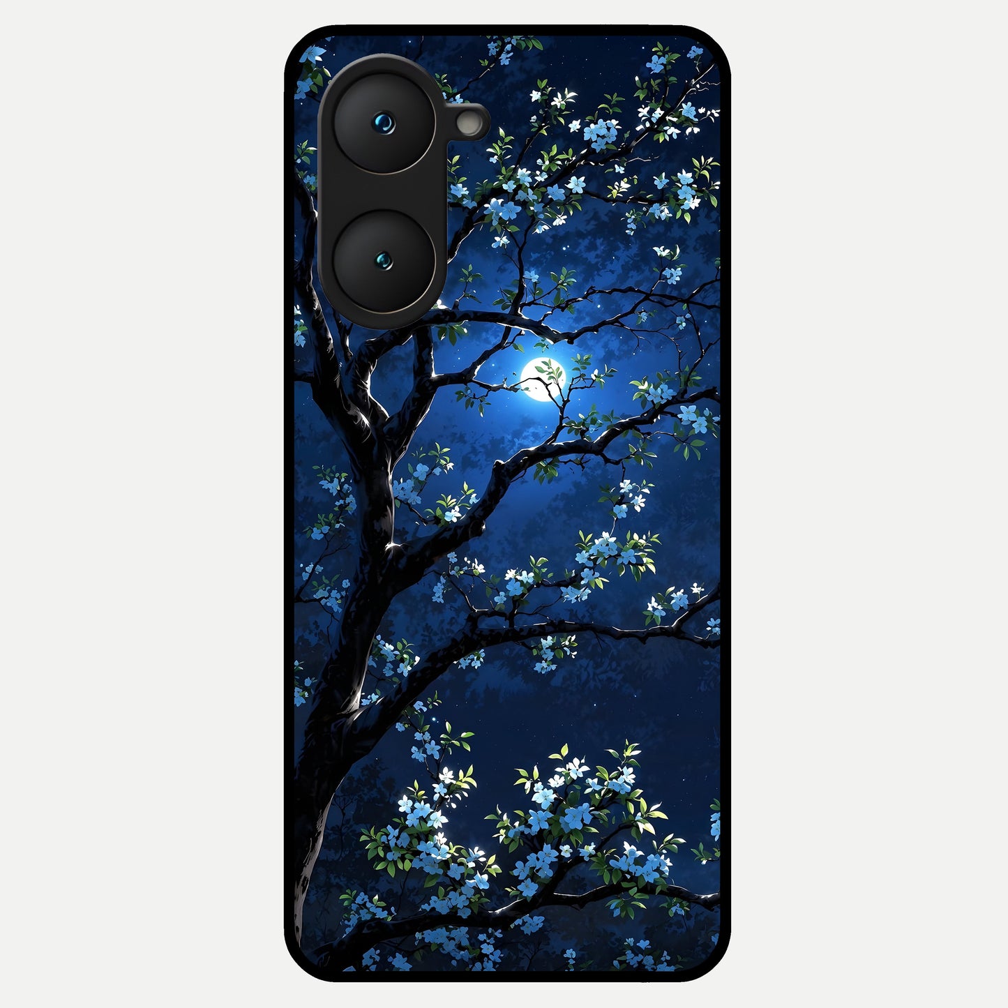  Mystic Floral Night Glass Case for iQOO Z9 lite back cover – full design glossy printed glass finish