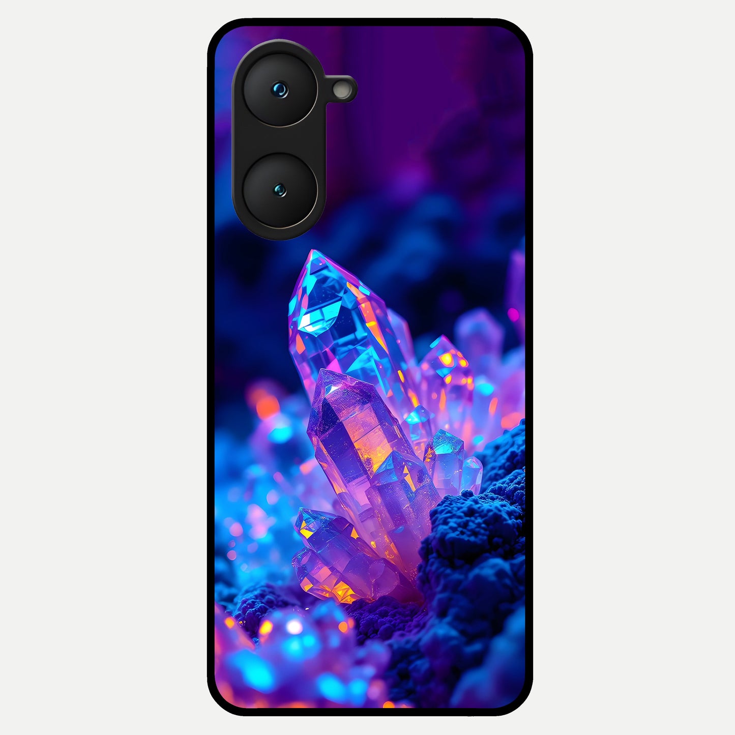  Neon Aura Shards Glass Case for iQOO Z9 lite back cover – full design glossy printed glass finish