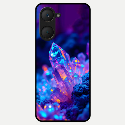  Neon Aura Shards Glass Case for iQOO Z9 lite back cover – full design glossy printed glass finish