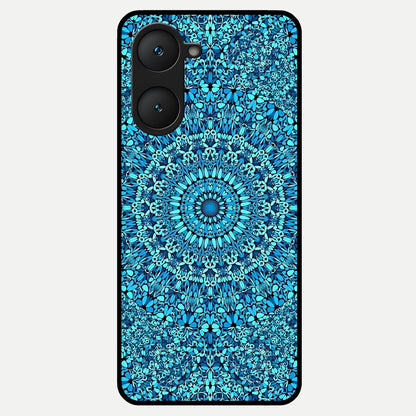  Ocean Bloom Mandala Glass Case for iQOO Z9 lite back cover – full design glossy printed glass finish