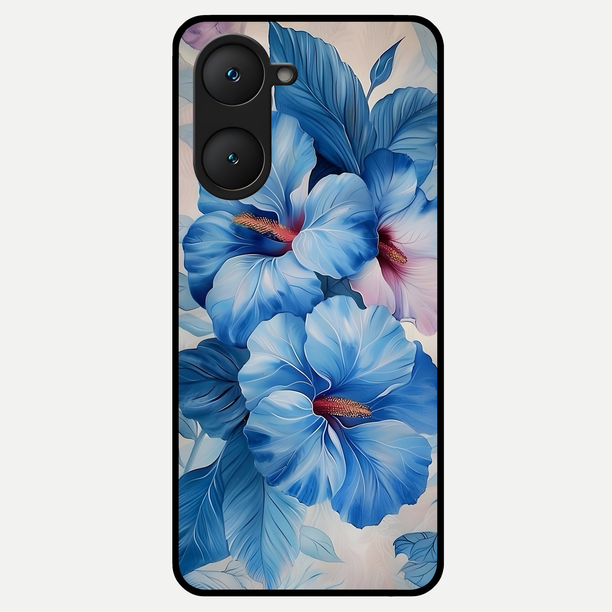  Ocean Hibiscus Grace Glass Case for iQOO Z9 lite back cover – full design glossy printed glass finish