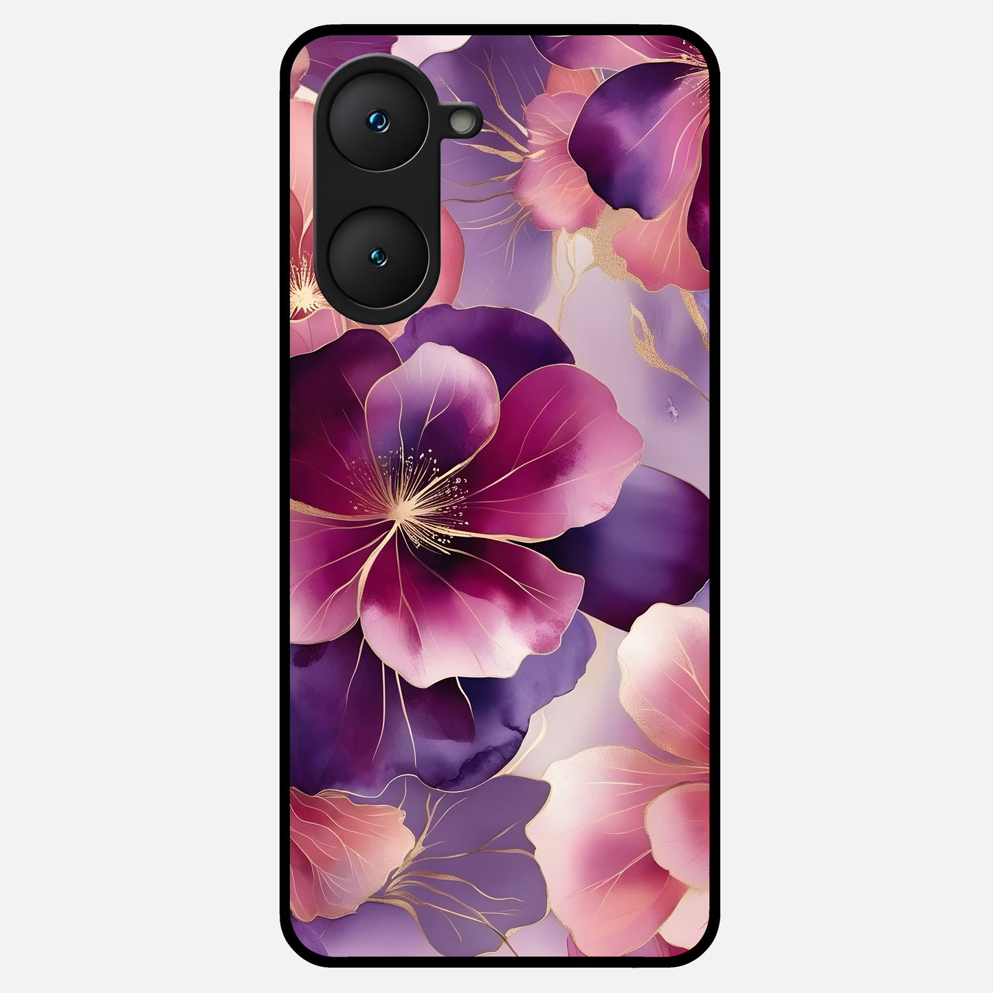  Pink Bouquet Florals Glass Case for iQOO Z9 lite back cover – full design glossy printed glass finish
