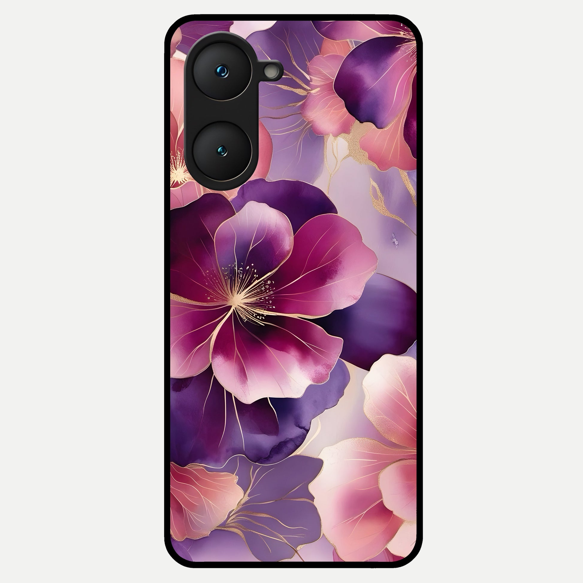  Pink Bouquet Florals Glass Case for iQOO Z9 lite back cover – full design glossy printed glass finish