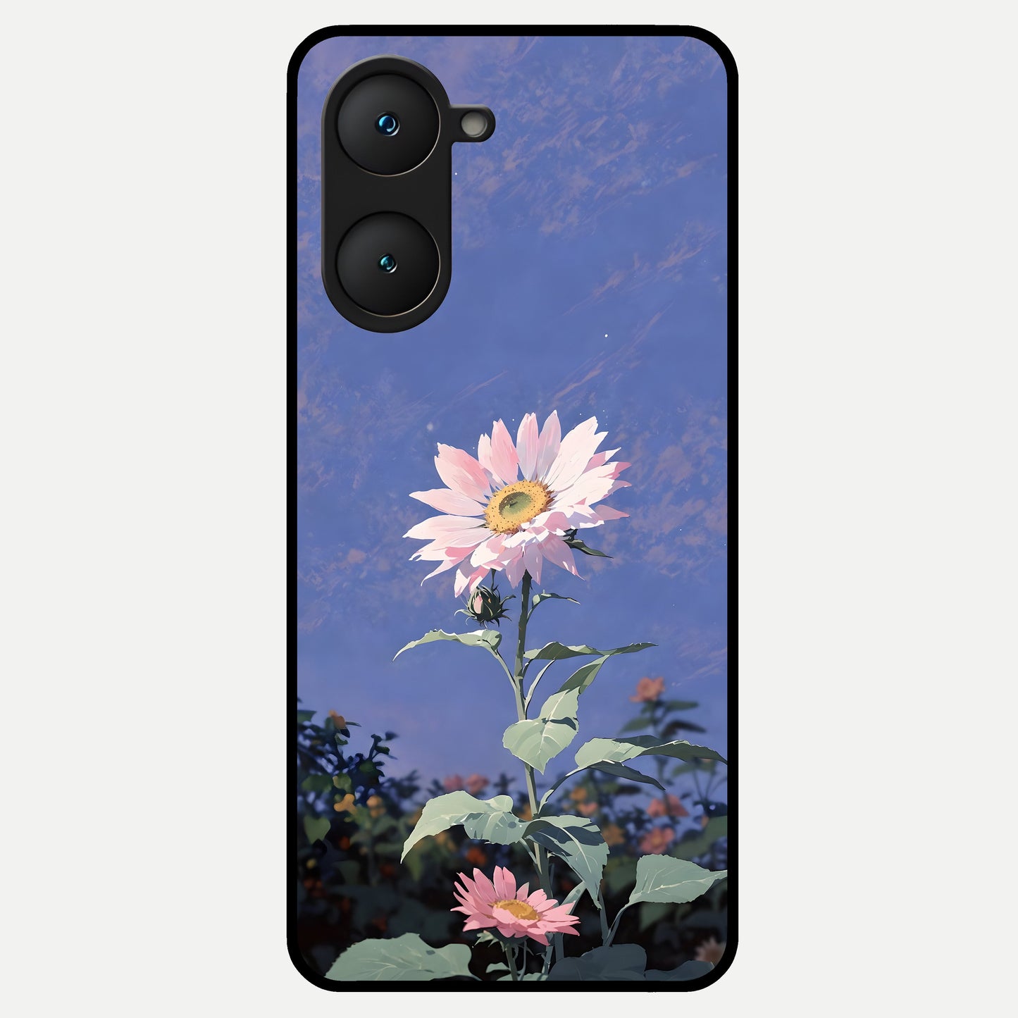  Pink Shells Outline Glass Case for iQOO Z9 lite back cover – full design glossy printed glass finish