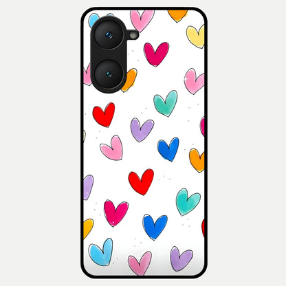  Playful Love Doodles Glass Case for iQOO Z9 lite back cover – full design glossy printed glass finish