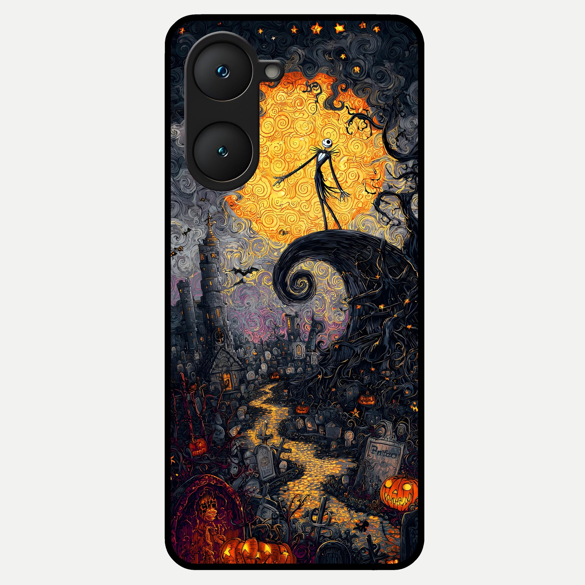  Pumpkin Moonlight Tale Glass Case for iQOO Z9 lite back cover – full design glossy printed glass finish