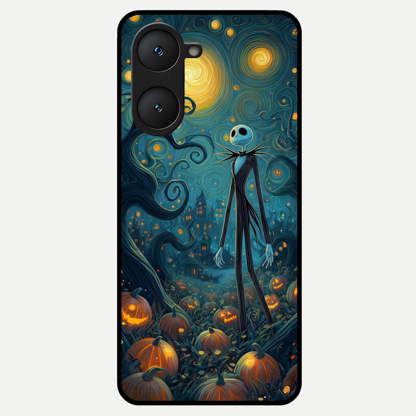  Pumpkin Moon Night Glass Case for iQOO Z9 lite back cover – full design glossy printed glass finish