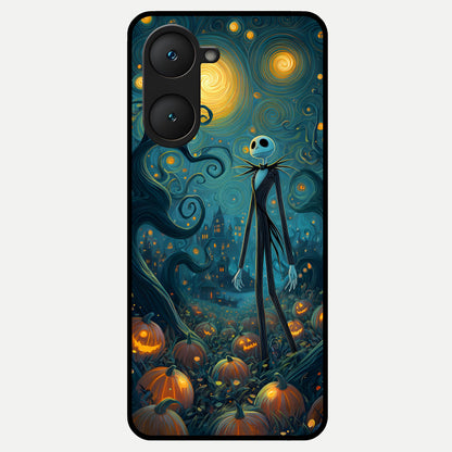  Pumpkin Moon Night Glass Case for iQOO Z9 lite back cover – full design glossy printed glass finish