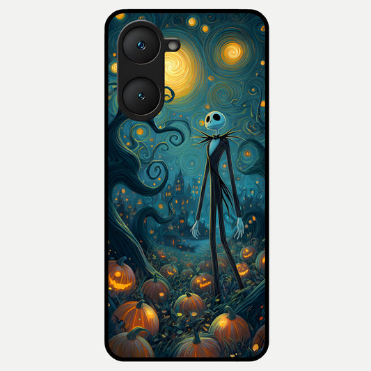  Pumpkin Moon Night Glass Case for iQOO Z9 lite back cover – full design glossy printed glass finish