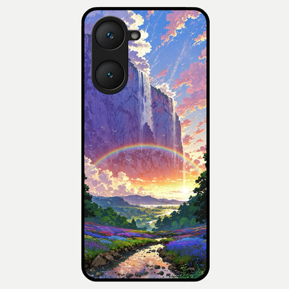  Rainbow Valley Dream Glass Case for iQOO Z9 lite back cover – full design glossy printed glass finish