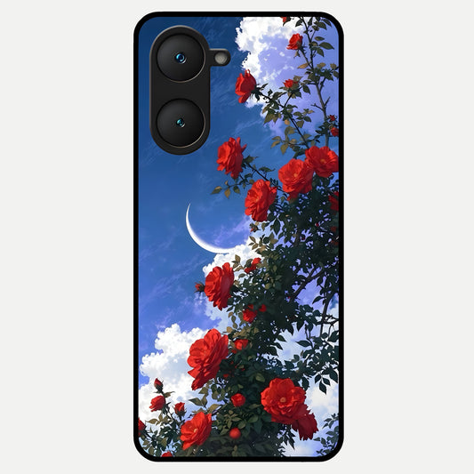  Rose Drift Flowers Glass Case for iQOO Z9 lite back cover – full design glossy printed glass finish