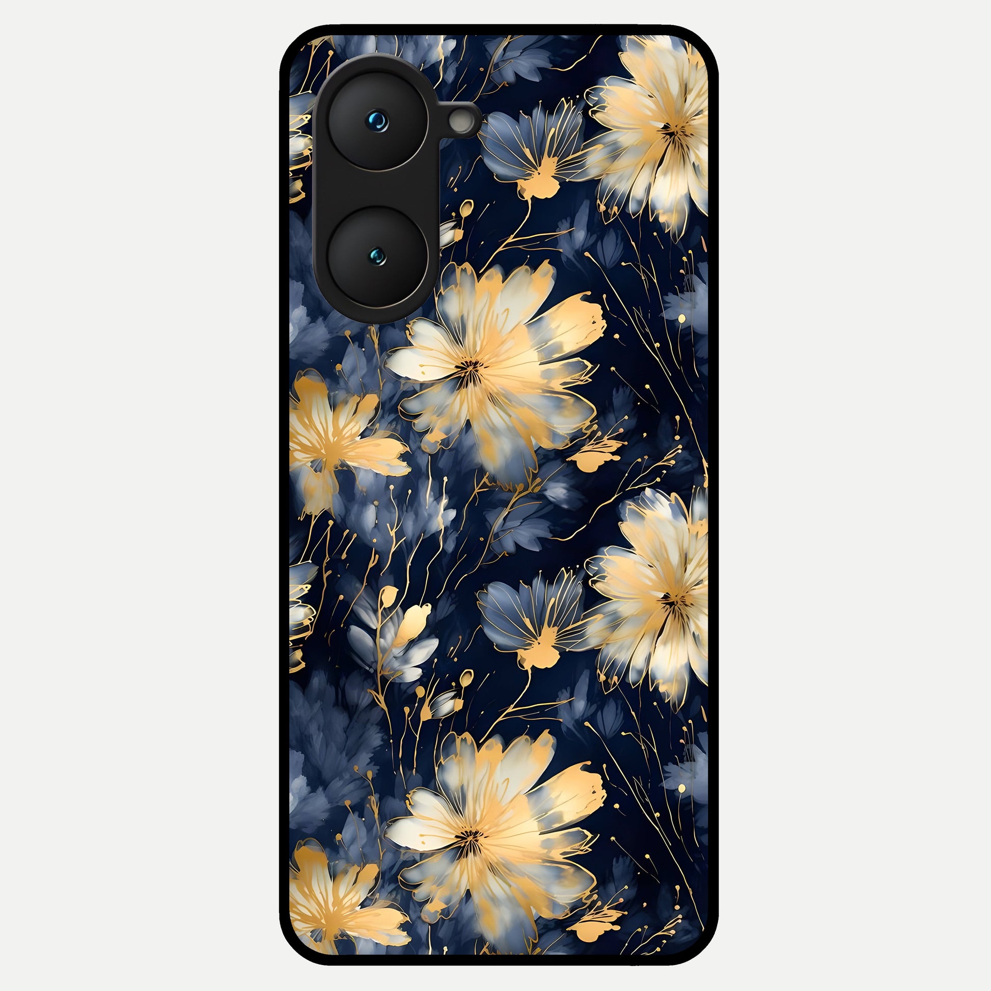  Royal Petal Dream Glass Case for iQOO Z9 lite back cover – full design glossy printed glass finish