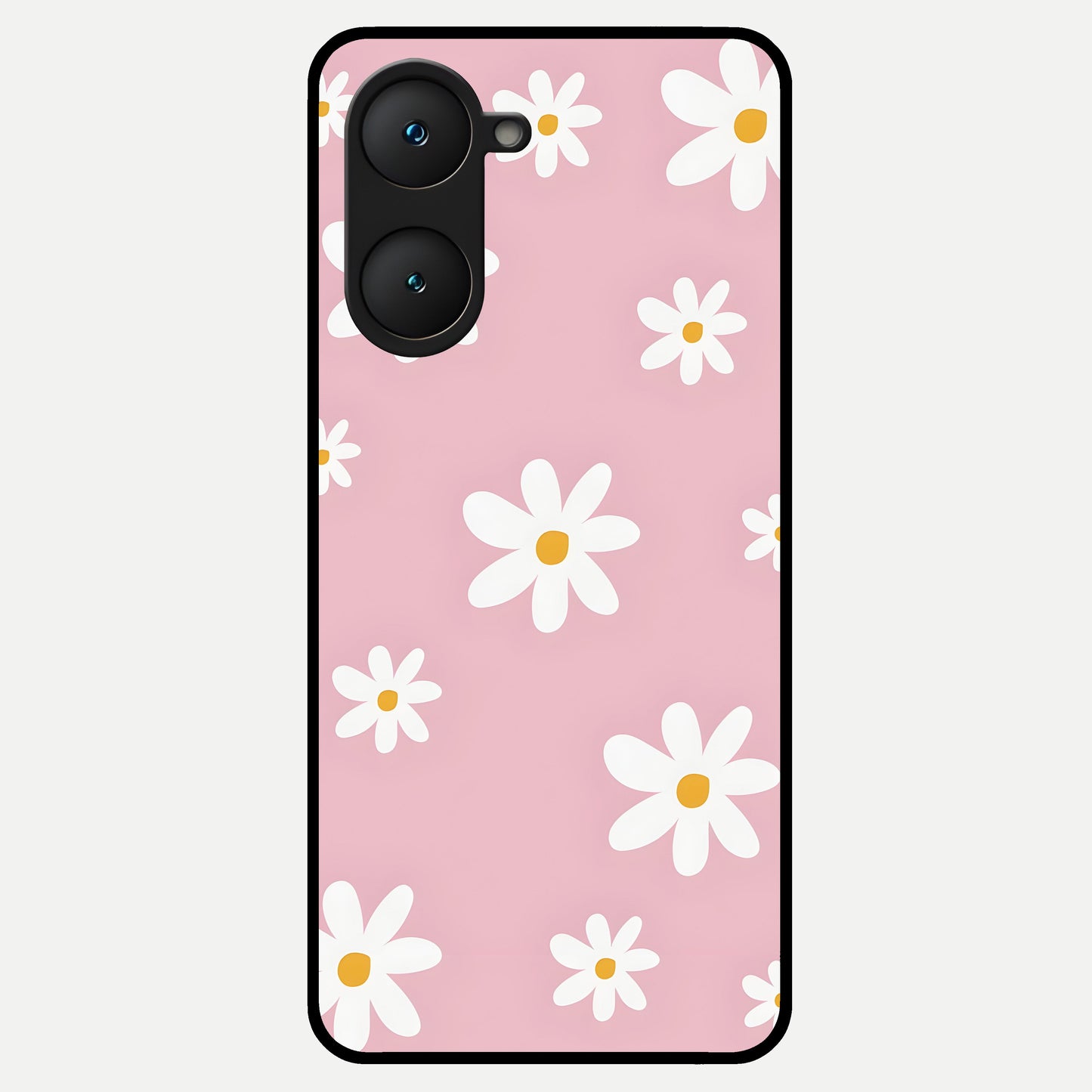  Soft Daisy Bliss Glass Case for iQOO Z9 lite back cover – full design glossy printed glass finish