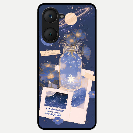  Starlit Cosmic Jar Glass Case for iQOO Z9 lite back cover – full design glossy printed glass finish