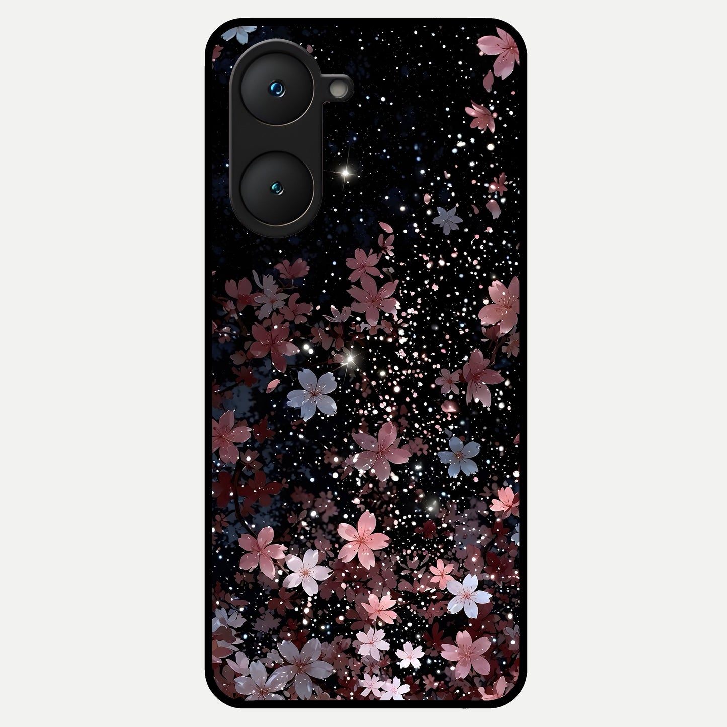  Starlit Flower Dreams Glass Case for iQOO Z9 lite back cover – full design glossy printed glass finish