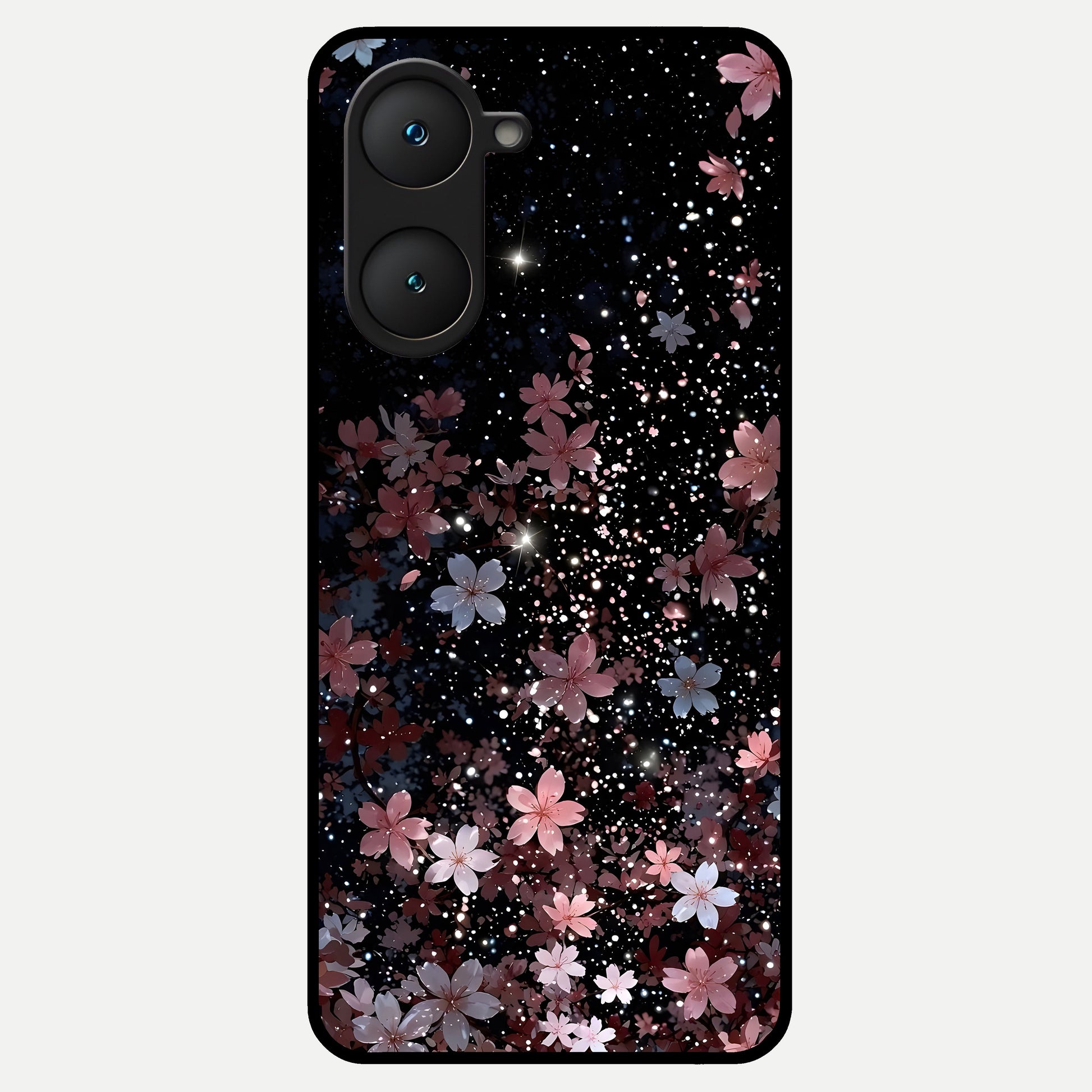  Starlit Flower Dreams Glass Case for iQOO Z9 lite back cover – full design glossy printed glass finish