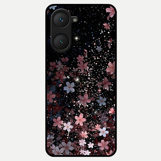  Starlit Flower Dreams Glass Case for iQOO Z9 lite back cover – full design glossy printed glass finish