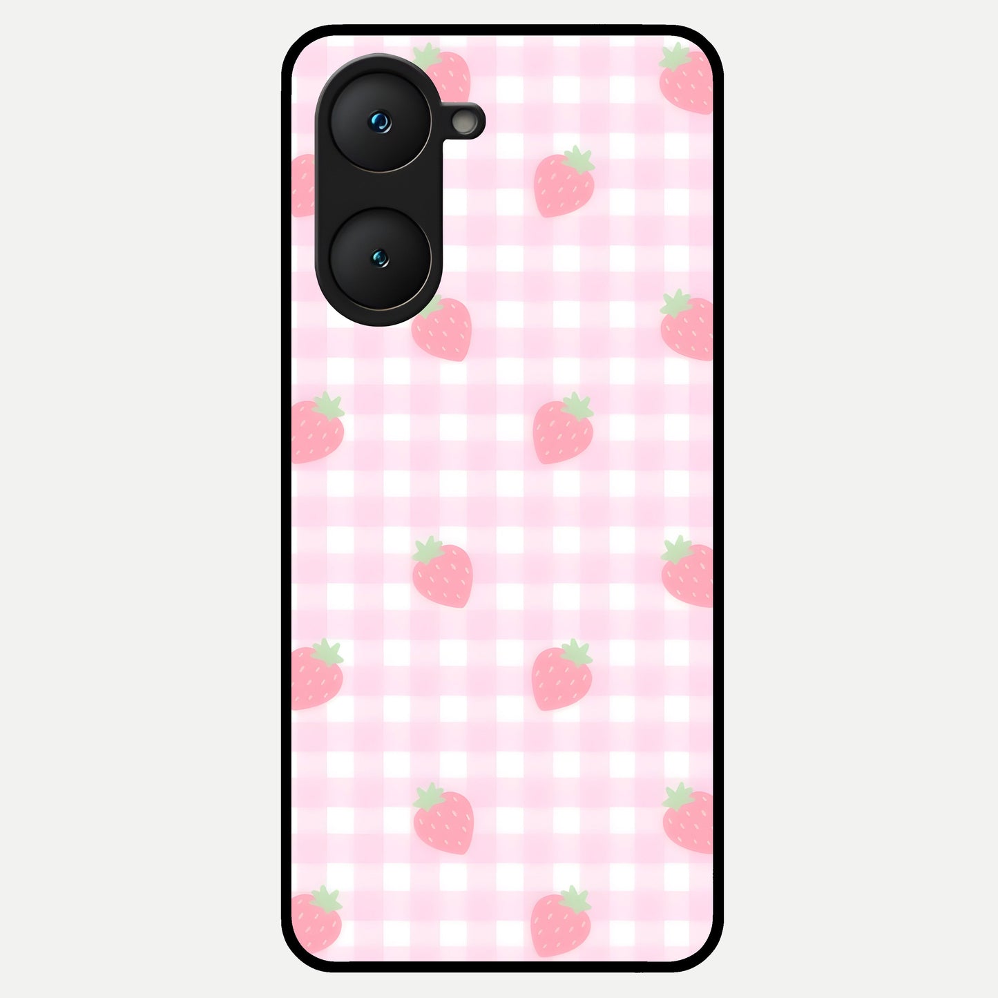  Strawberry Picnic Love Glass Case for iQOO Z9 lite back cover – full design glossy printed glass finish