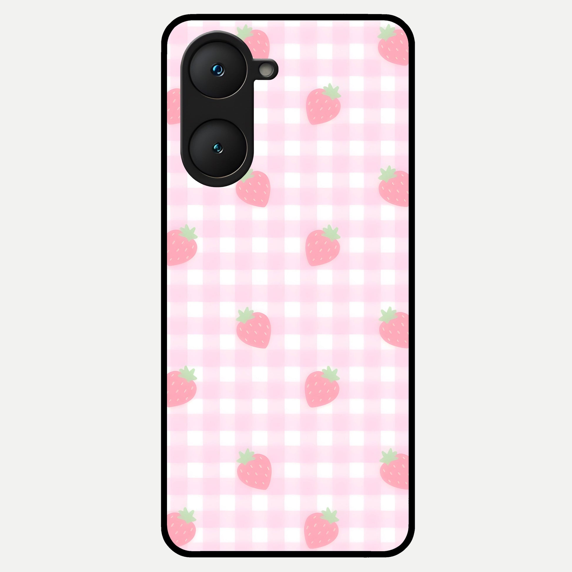  Strawberry Picnic Love Glass Case for iQOO Z9 lite back cover – full design glossy printed glass finish