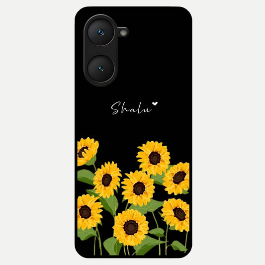  Sunflower Sky Bloom Glass Case for iQOO Z9 lite back cover – full design glossy printed glass finish