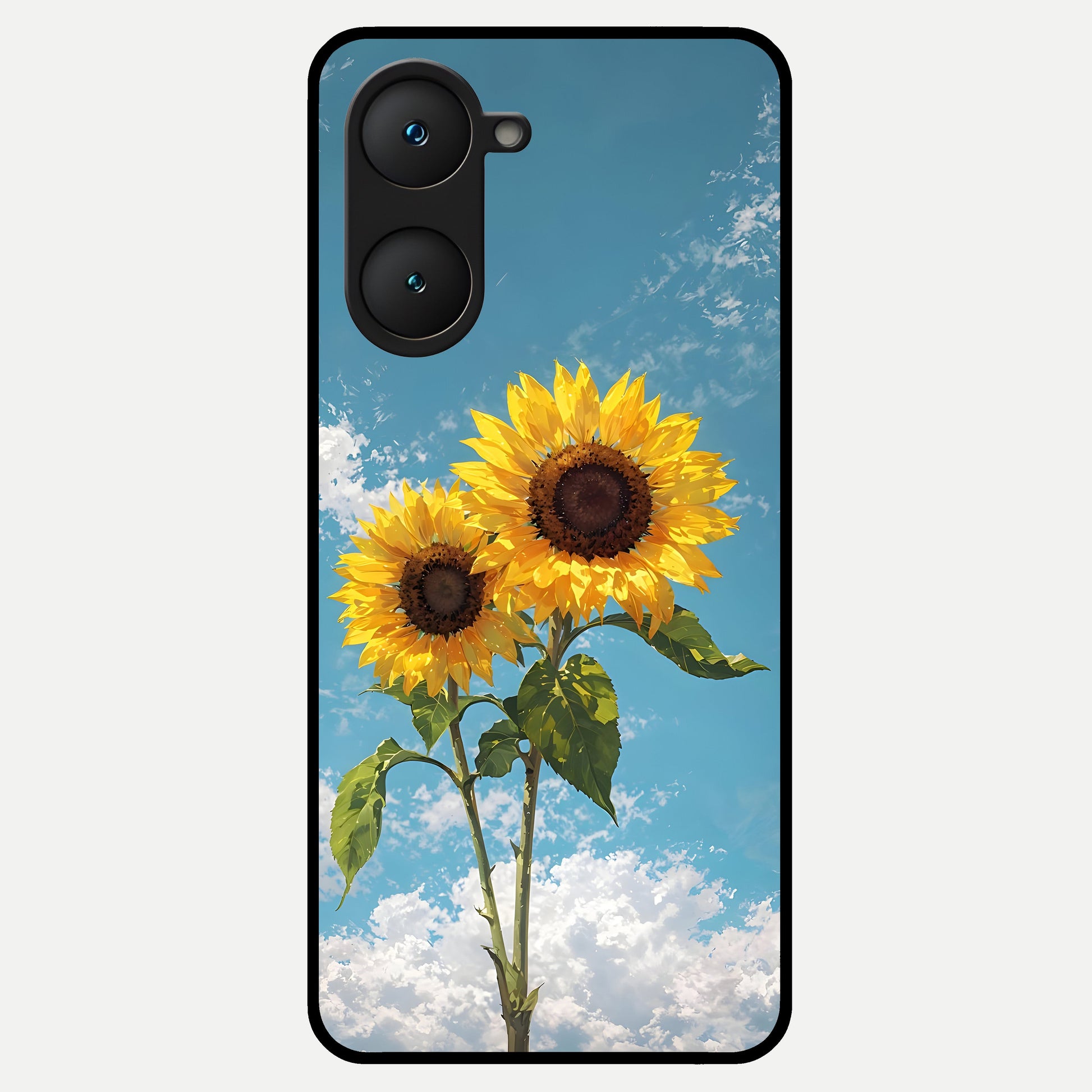  Sunlit Daisy Glow Glass Case for iQOO Z9 lite back cover – full design glossy printed glass finish