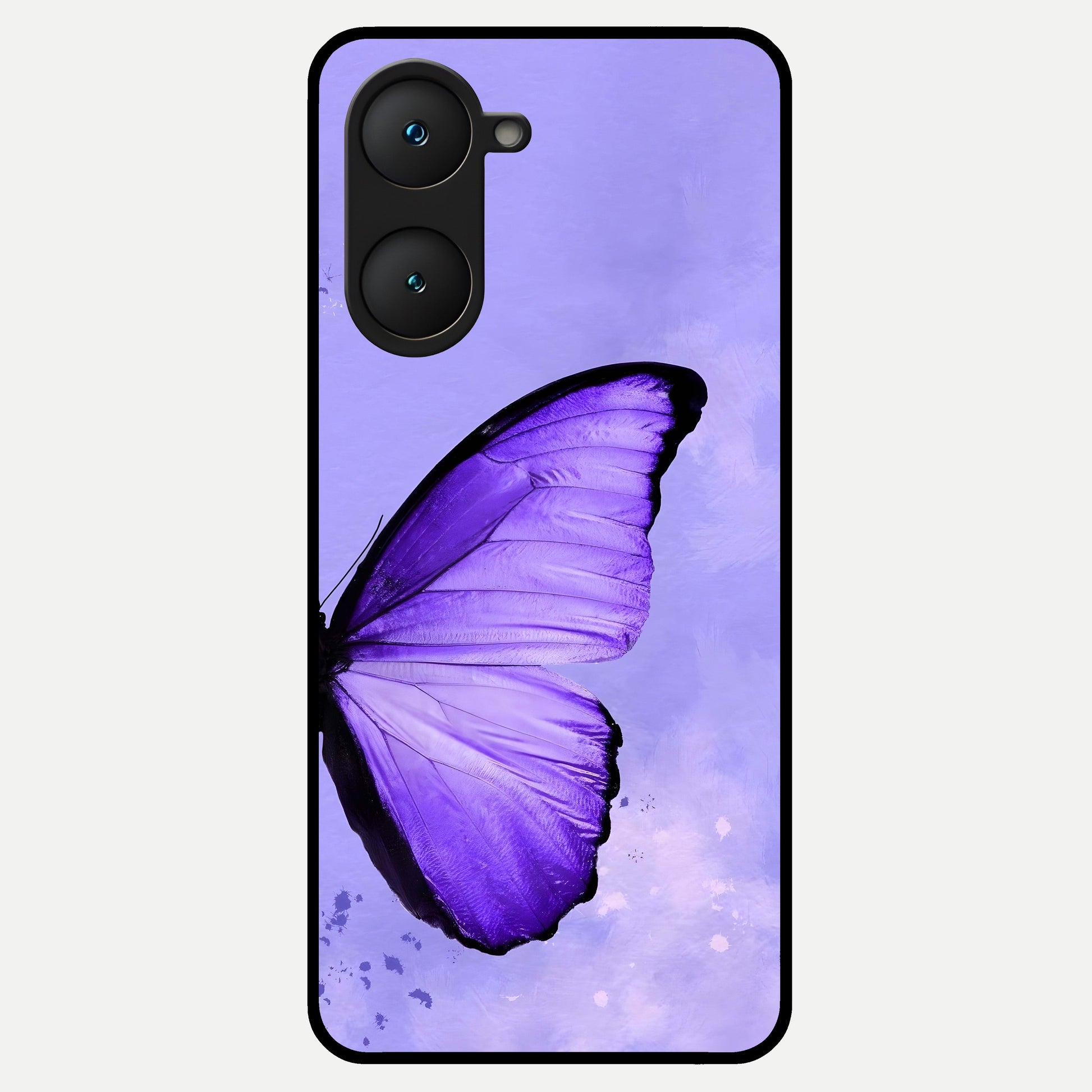  Violet Dream Wing Glass Case for iQOO Z9 lite back cover – full design glossy printed glass finish