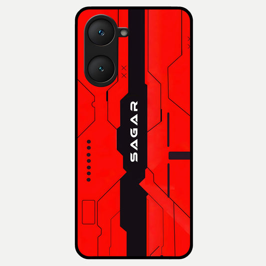  Voltage Rise CYBERPUNK Custom Name Glass Case for iQOO Z9 lite back cover – personalized glossy printed glass finish