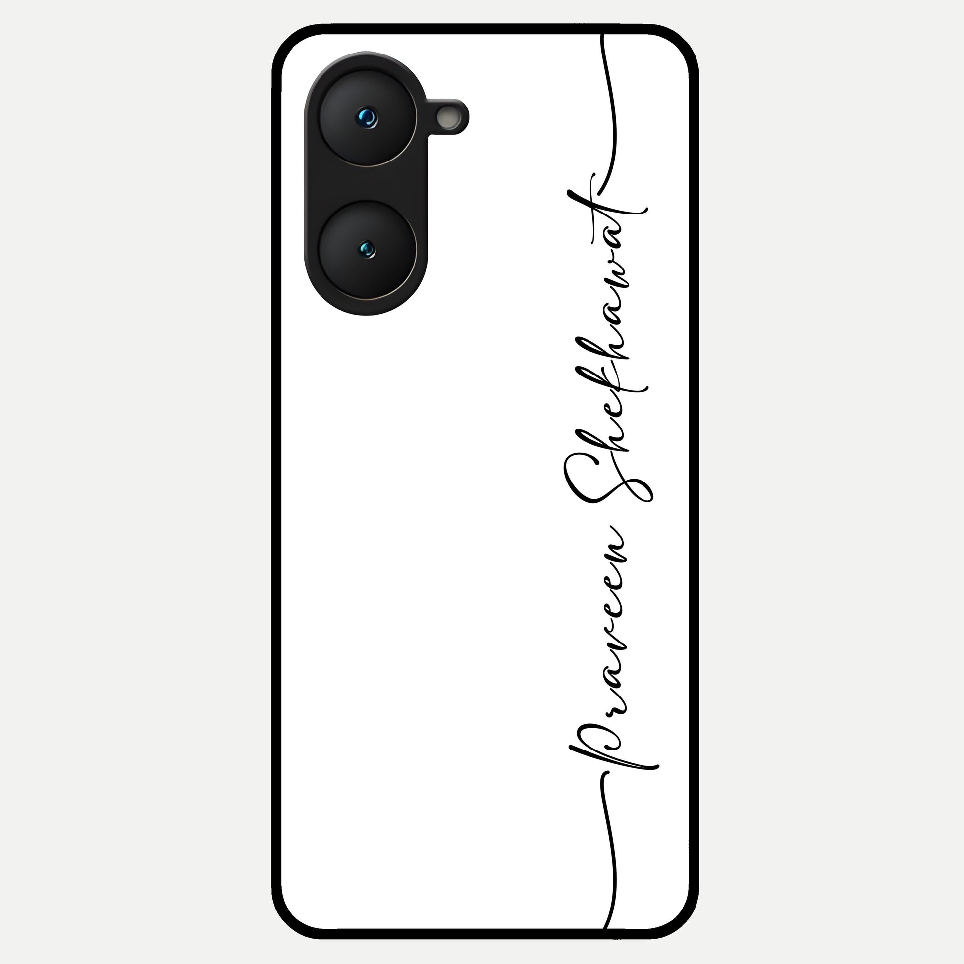  White Tune Custom Name Glass Case for iQOO Z9 lite back cover – personalized glossy printed glass finish